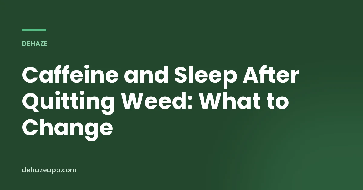 Title card reading Caffeine and Sleep After Quitting Weed: What to Change on a dark green background