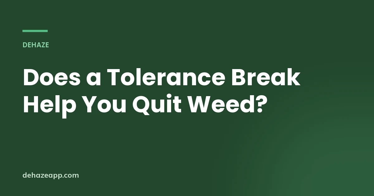Dehaze article header reading Does a Tolerance Break Help You Quit Weed?