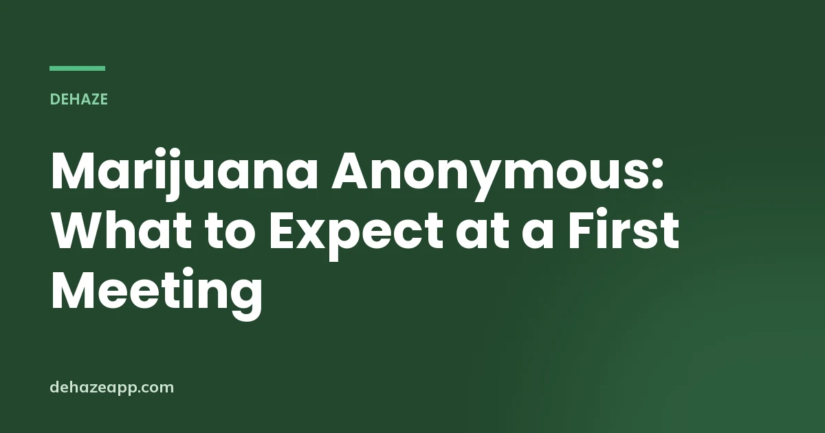 Dehaze article header reading Marijuana Anonymous: What to Expect at a First Meeting