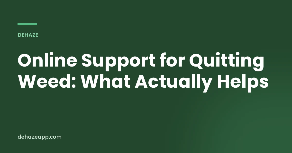 Dehaze article header reading Online Support for Quitting Weed: What Actually Helps