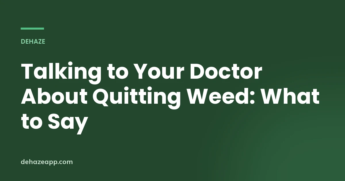 Dehaze article header reading Talking to Your Doctor About Quitting Weed: What to Say